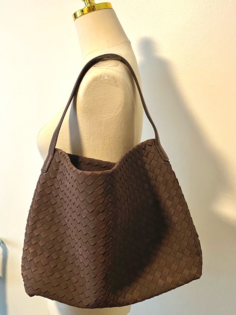 Braided Faux Suede Vegan Leather Tote Hobo Shoulder Bag with Woven Details